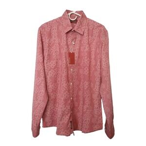 Consequence Mens Medium Soft Pink Floral Long Sleeve Button Front Shirt